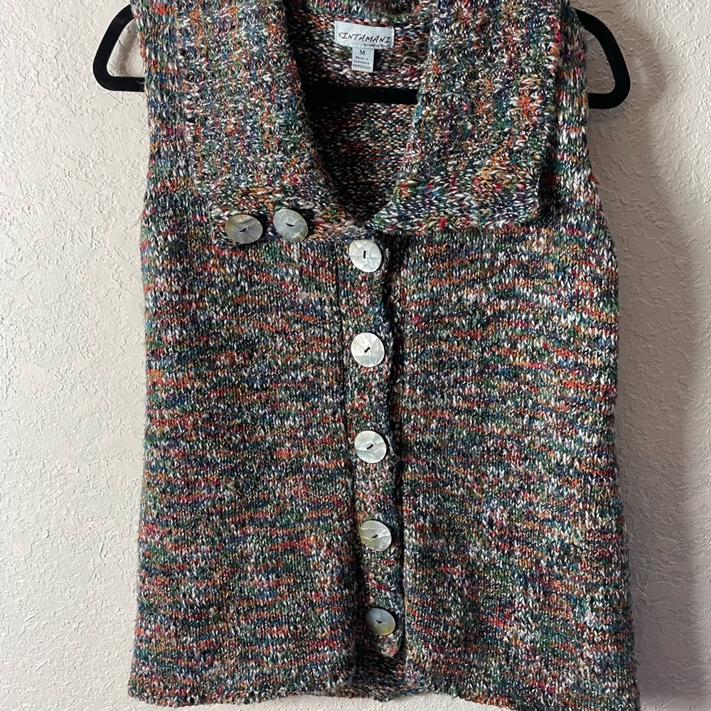 Kintamani Womens 90s Vintage Multicolor Vest Sz M